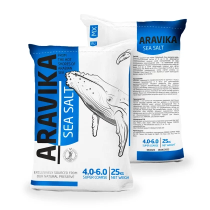 ARAVIKA®, соль пищевая морская, крупная (помол 3: 4,0 мм — 6,0 мм), 25 кг.
